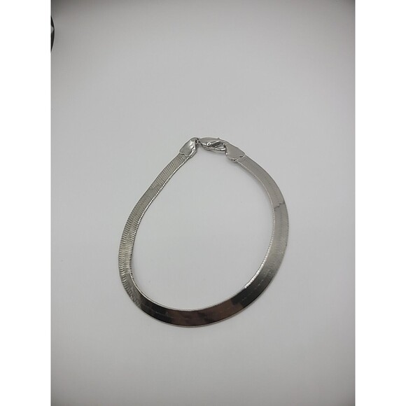 Vintage Silver Tone Bracelet Smooth Link Jewelry Costume - Picture 3 of 11